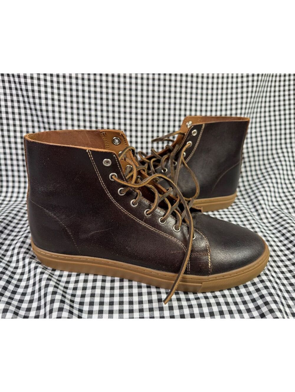 Thursday Everyday Premier High Top Cacao Brown Leather Sneakers Mens 10 Handmade